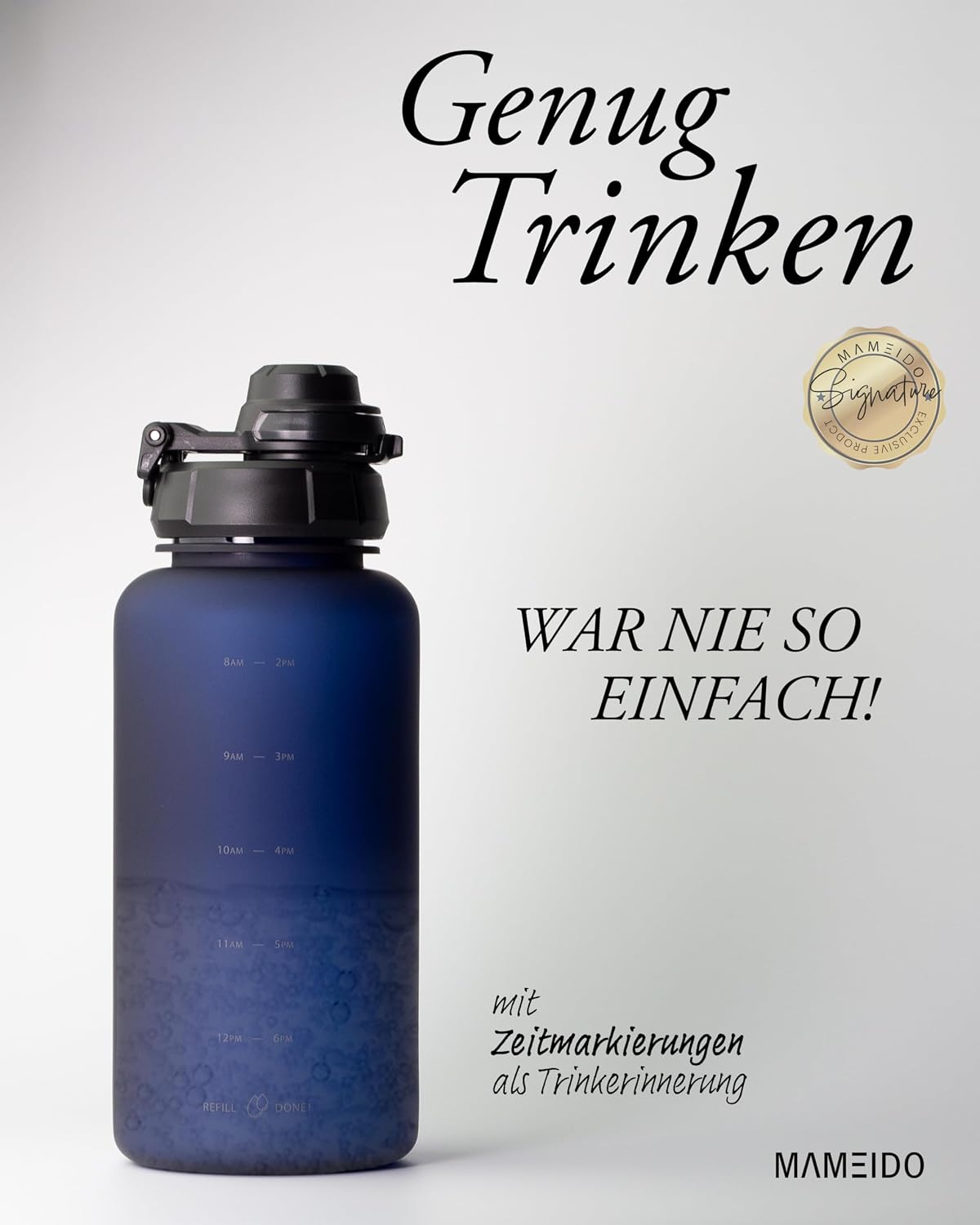 Detalle 2 de MAMEIDO Trinkflasche 1 l mit Strohhalm