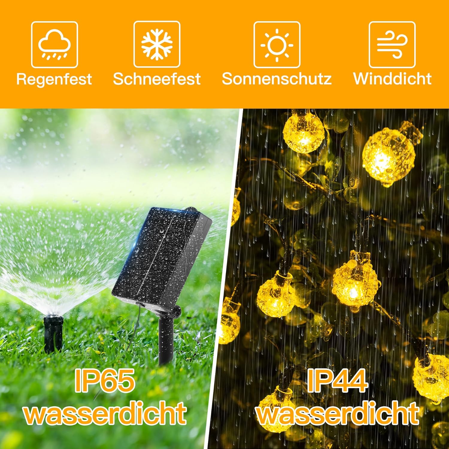 Thumbnail 3 de Ollny Solar Lichterkette Außen 5 m mit 30 warmweißen LED, IP65, 8 Modi (Solar, wetterfest)