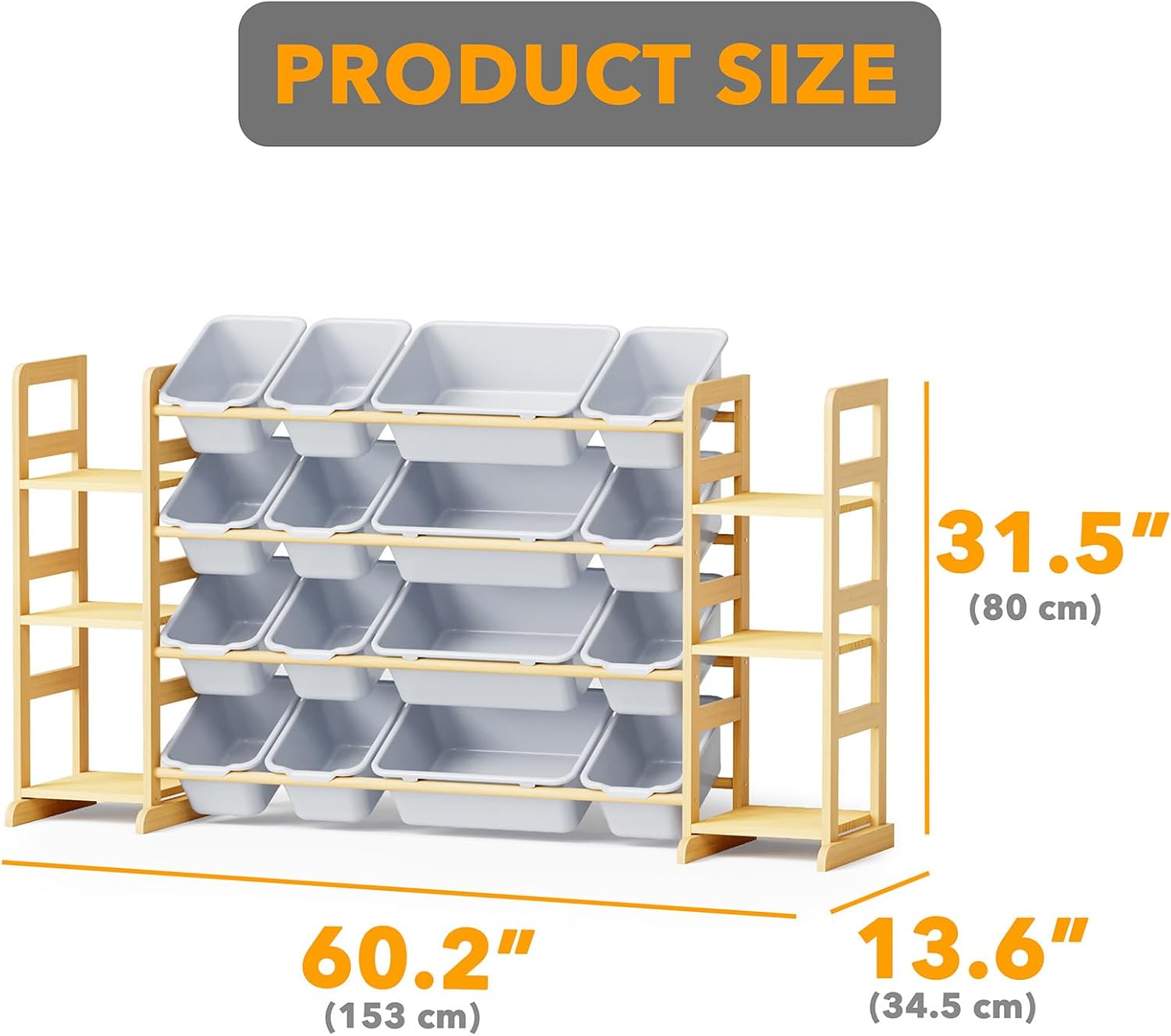 Thumbnail 1 de SpaceAid Toy Storage Organizer with 6 Shelves and 16 Bins — Modern Pine Wood Toy Organizer and Bookcase