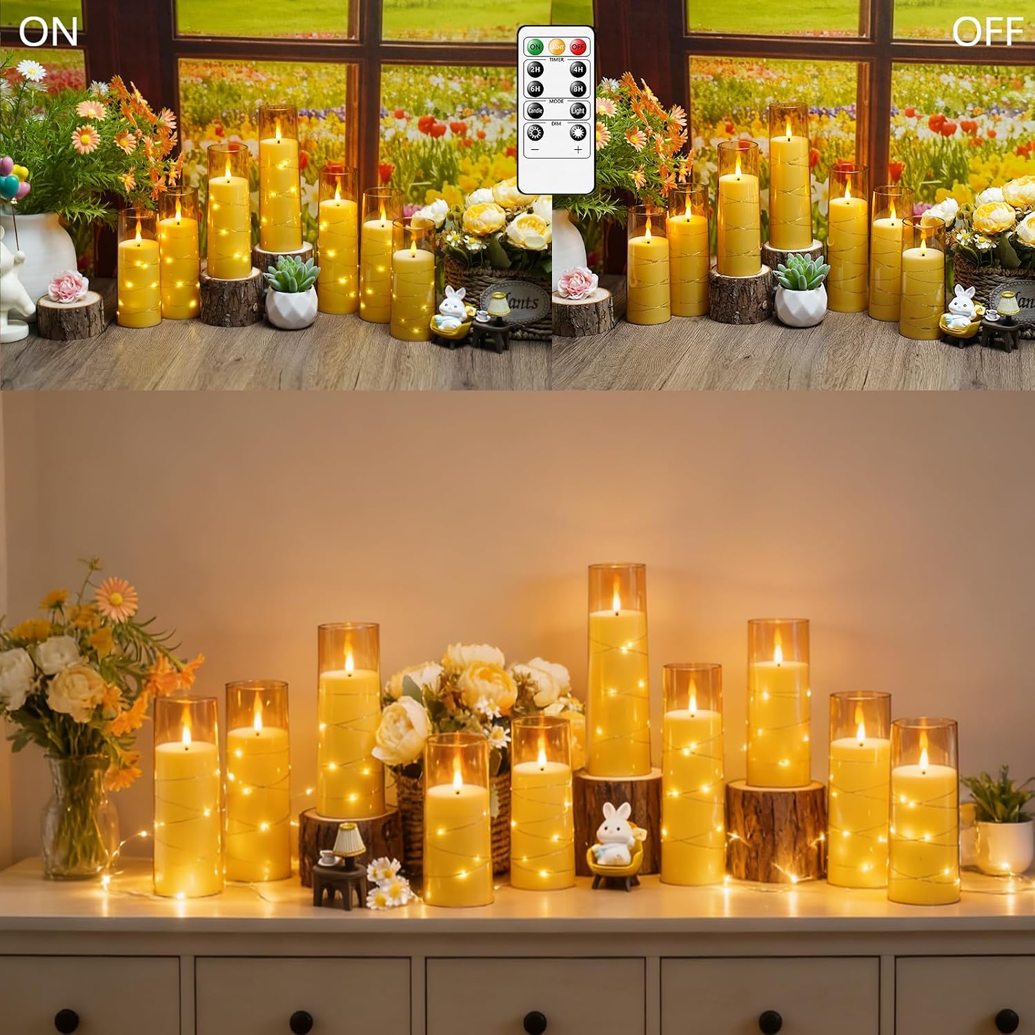 Detalle de kakoya WYLZ-011 Flameless LED Candles, 24-Piece Gold Set with Timer