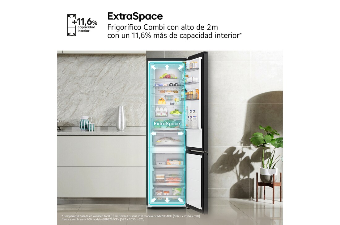 Detalle 2 de LG GBBS726CEV combi 375 l 2,03 m