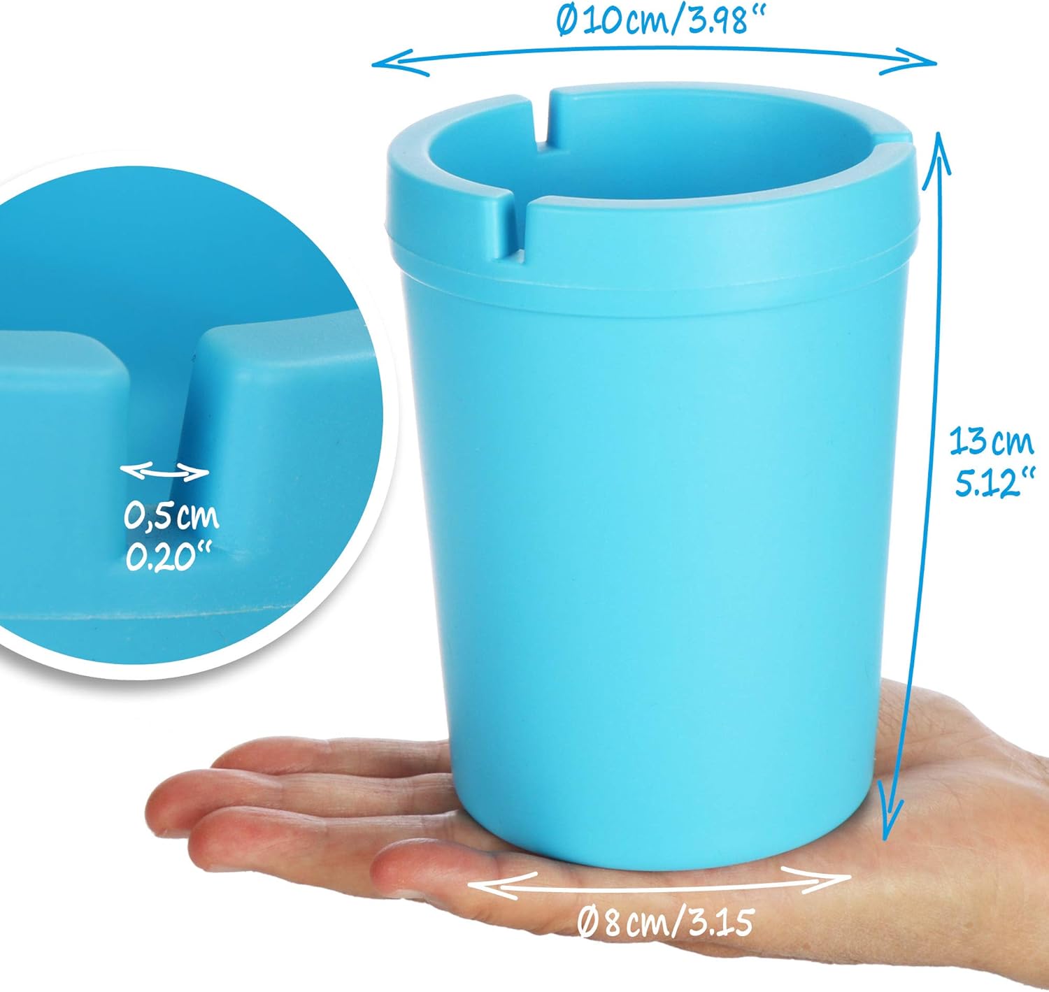 Thumbnail 4 de com-four® 2x XXL Windaschenbecher mit Deckel – 10 cm Ø, für draußen & Auto (grün + blau)