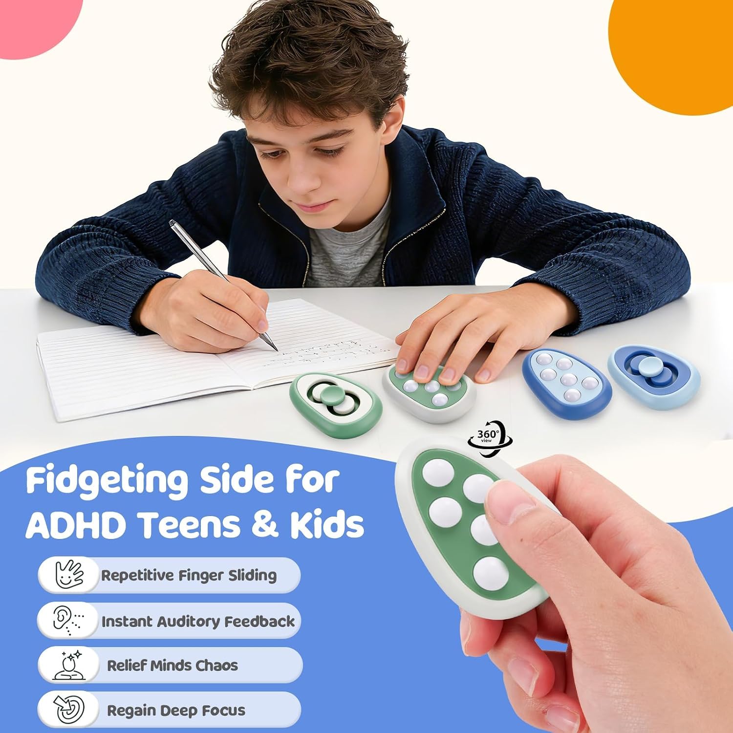 Detalle de SMALL FISH 4-in-1 Sensory Fidget Toys, 4-Piece Set for Quiet Focus