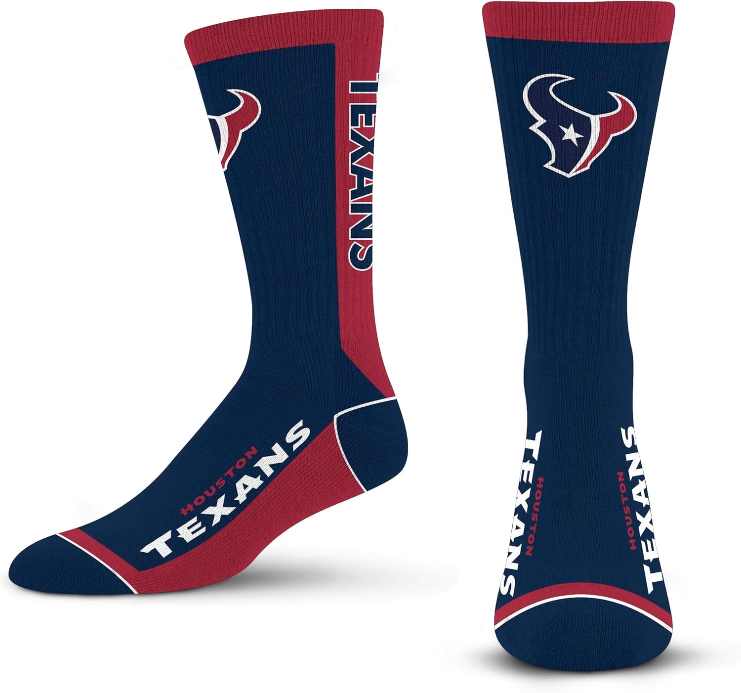 For Bare Feet NFL MVP Crew Socks (Unisex) – Houston Texans, Medium