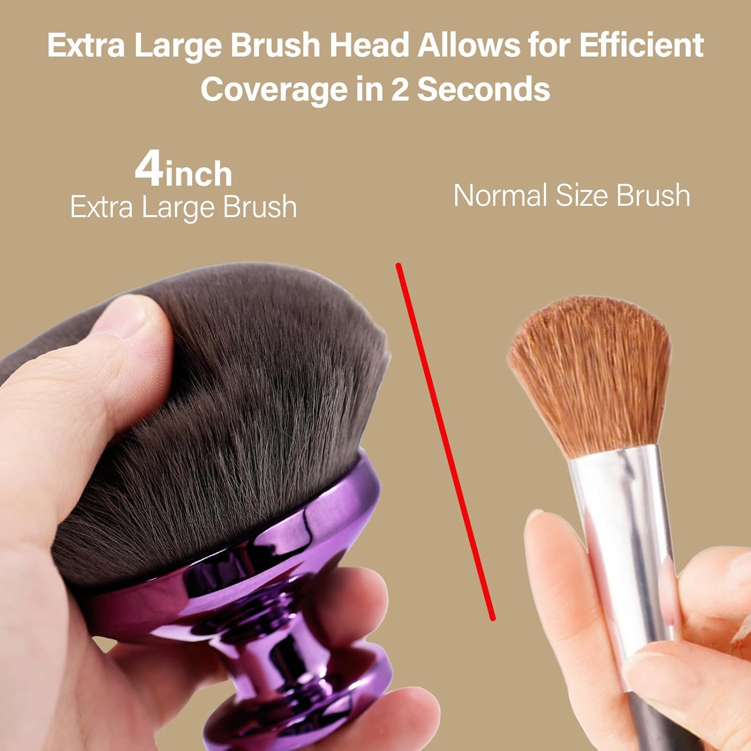 Thumbnail 2 de Extra Large Body Makeup Brush (4-inch Wide-Head Kabuki) for Self Tanner, Bronzer & Sunscreen, Purple