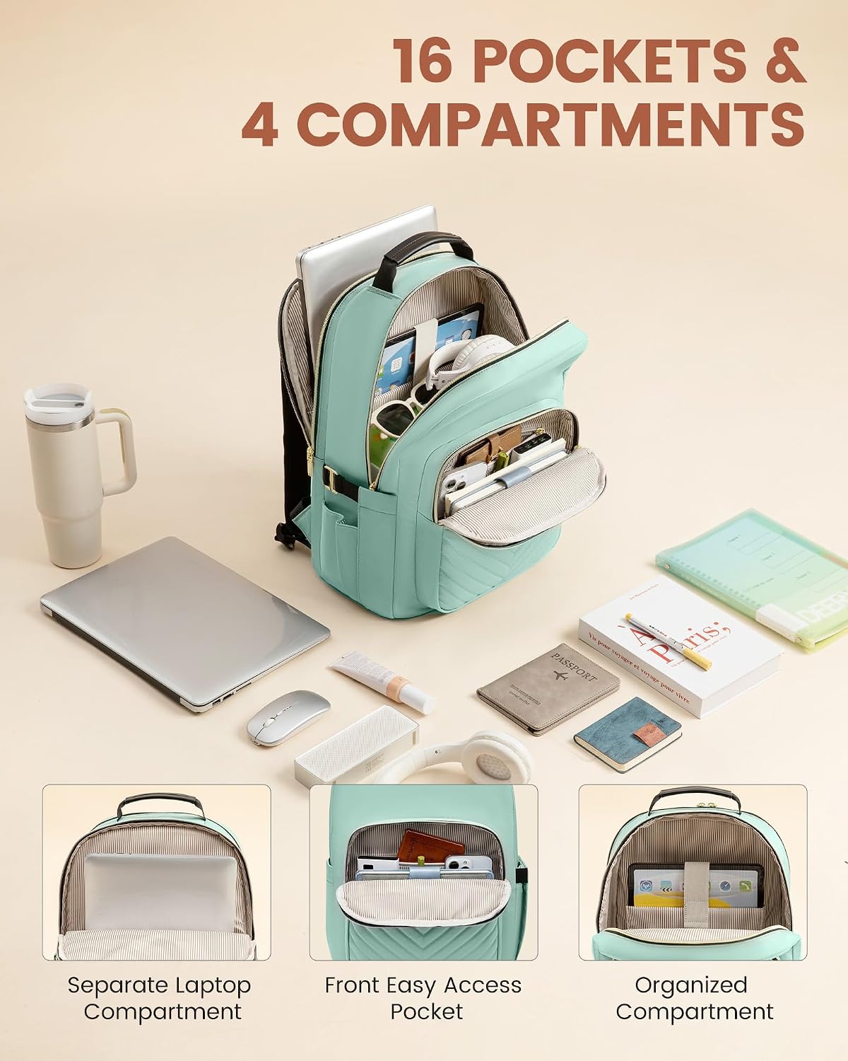 Detalle de LOVEVOOK Laptop Backpack, 17.3-Inch Laptop Compartment