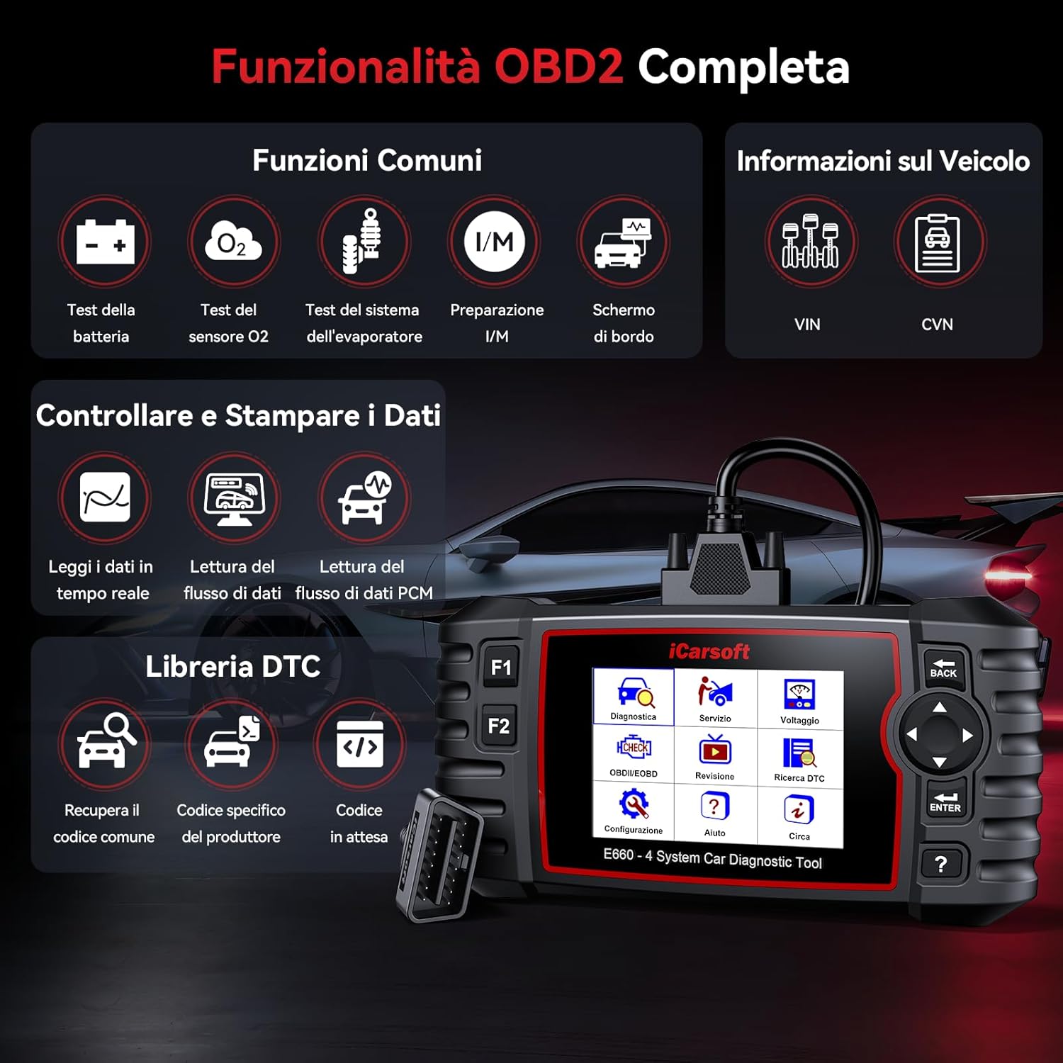 Thumbnail 3 de iCarsoft E660 Diagnostica OBD2 auto 📟