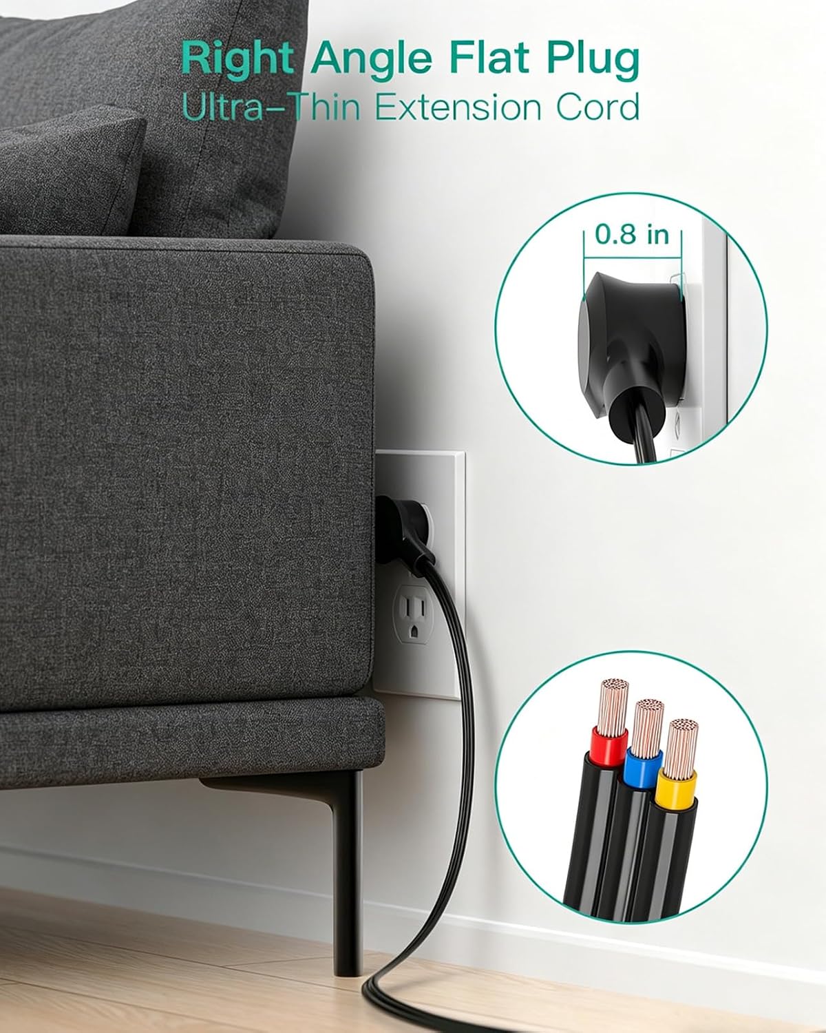 Thumbnail 3 de Mifaso MFS9WACB 12-Outlet Surge Protector, 900-Joule, 5-ft Cord
