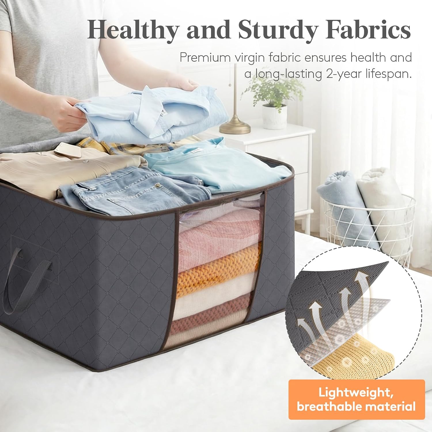 Thumbnail 3 de Lifewit 22117 Storage Bags, 6 Pack, Foldable Grey Organisers with Reinforced Handles