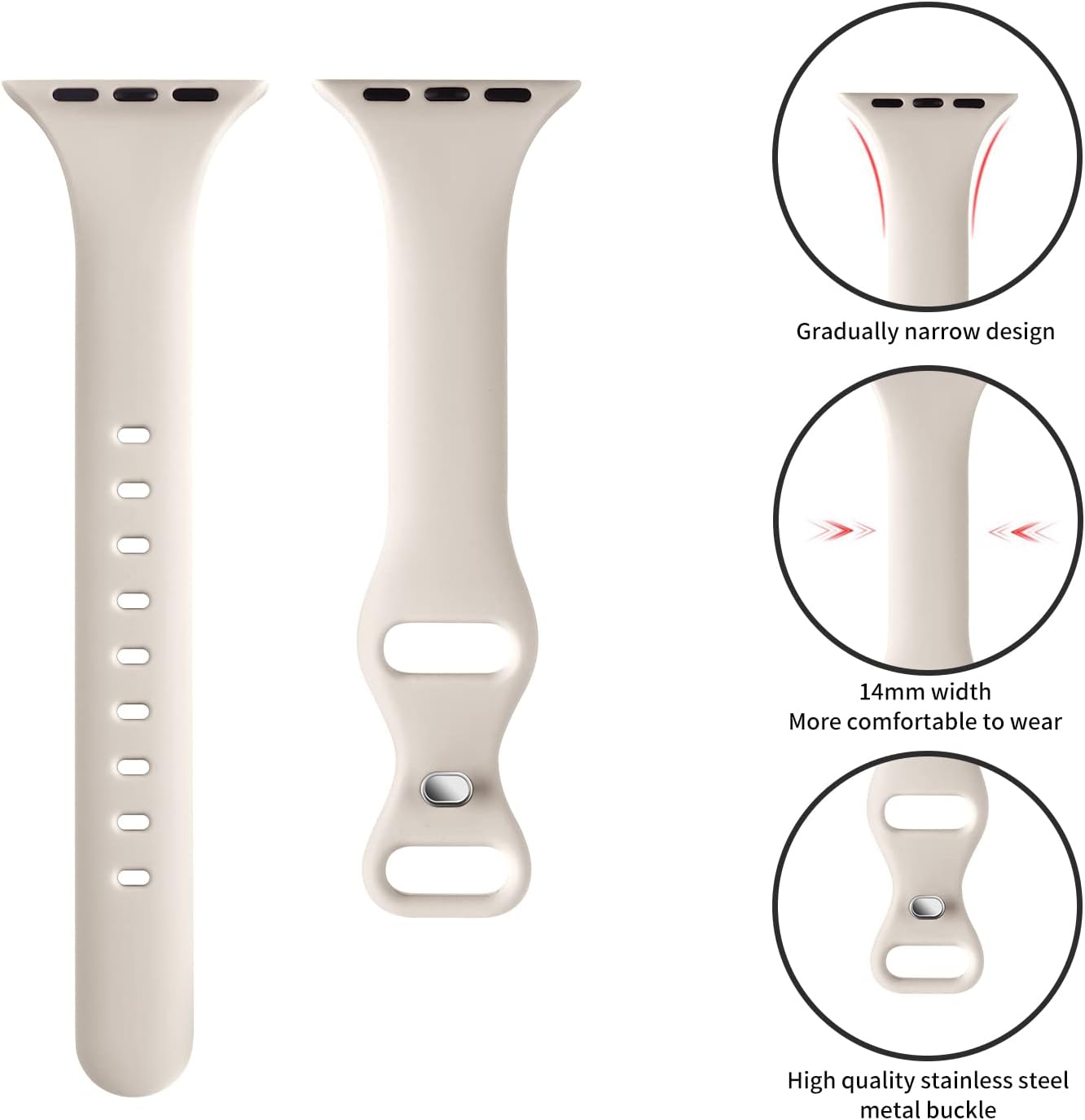 Detalle de Apple Watch Thin Slim Band 45mm replacement silicone strap