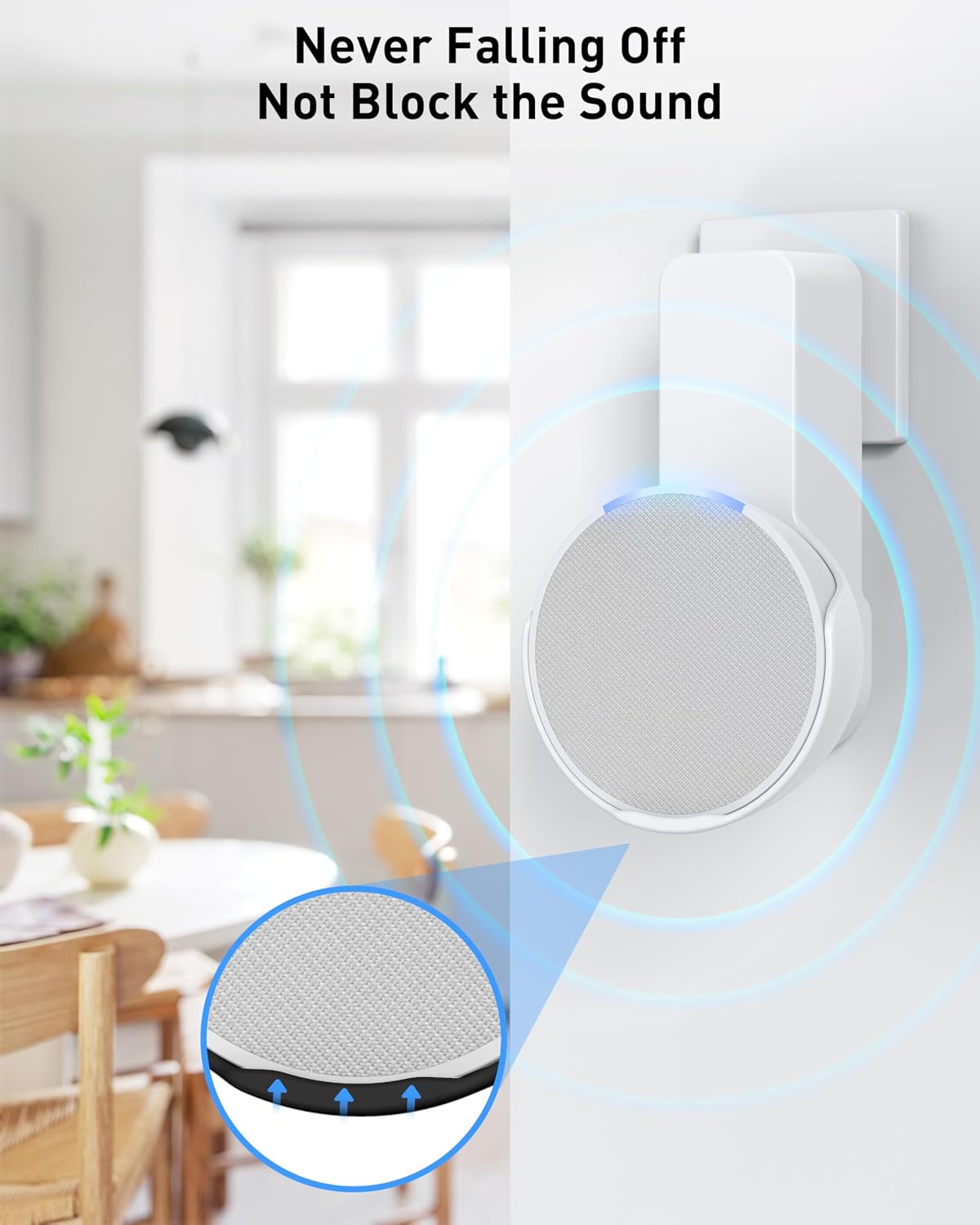 Detalle 2 de Maxonar Wall Mount for Echo PoP & Google Nest Speaker (White, 2-Pack) — no-drill space-saving cable management
