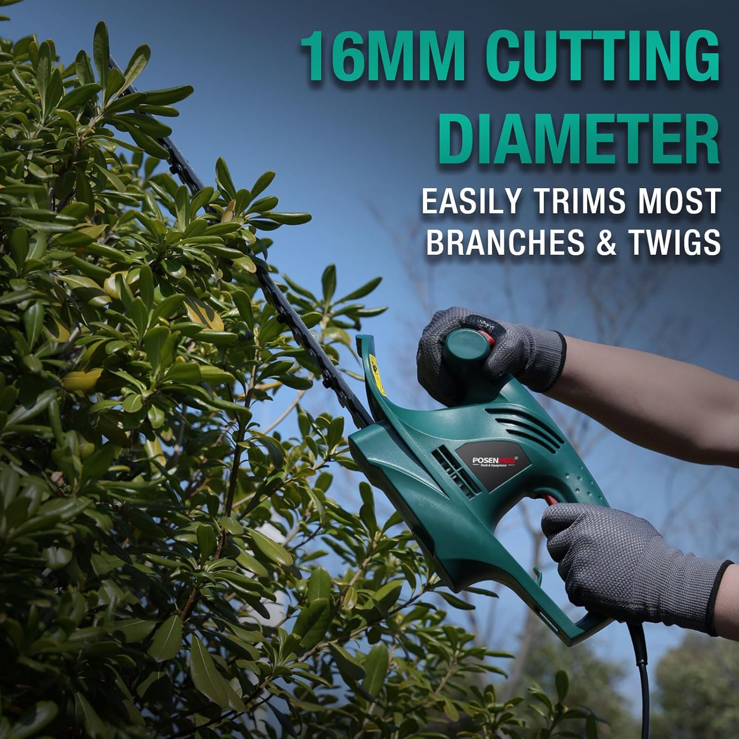 Thumbnail 5 de POSENPRO Corded Electric Hedge Trimmer 450W with 45cm Diamond Blade