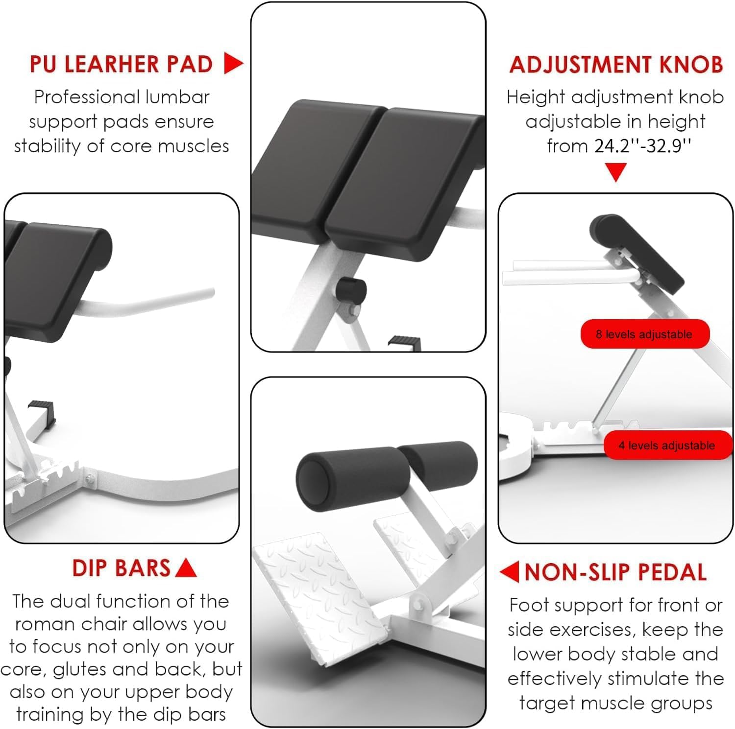 Thumbnail 3 de HOMLANE bdP-RgKlHMhvE-KEEs7pH-aN1bkJO Roman Chair, 330 lbs, Adjustable