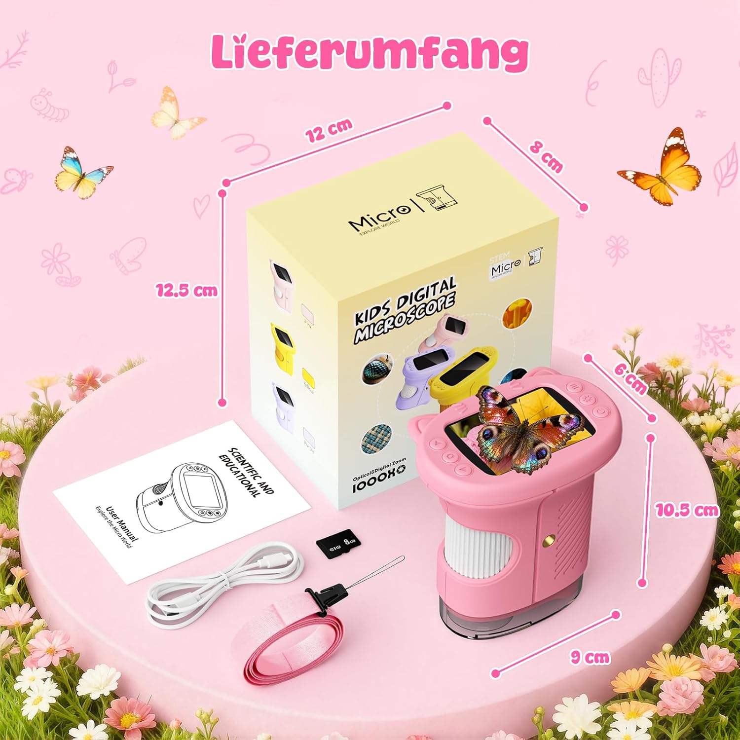 Thumbnail 5 de Yidoroye Kinder-Mikroskop mit 2,4" HD-Bildschirm und 1000X Zoom (digital, tragbar)