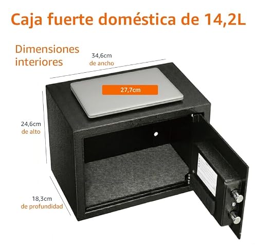 Thumbnail 7 de Amazon Basics Caja Fuerte de Seguridad de Acero con Cerradura con Teclado (14 l) – 35 x 25 x 25 cm, Negro