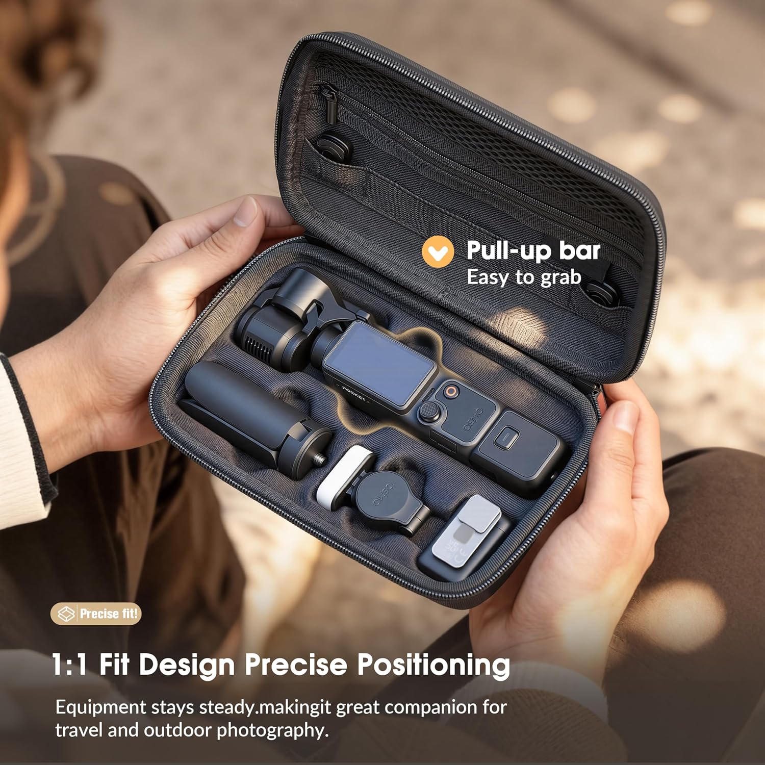 Detalle de STARTRC PHOTO Schutztasche für DJI Osmo Pocket 4 Kreativ Combo – PU Tragetasche mit Stoßschutz und Tragegriff