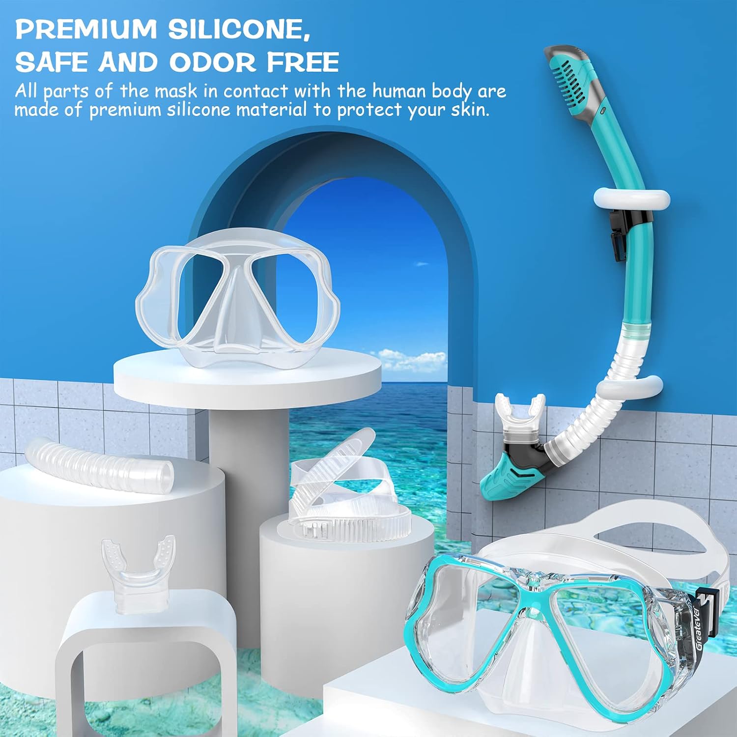 Thumbnail 5 de Greatever Dry Snorkel Set with Panoramic Wide View Mask