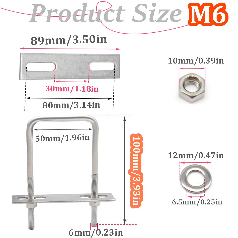 Thumbnail 1 de CEEYSEE U-Schrauben M6 50 x 100 mm – 4er Set aus 304 Edelstahl