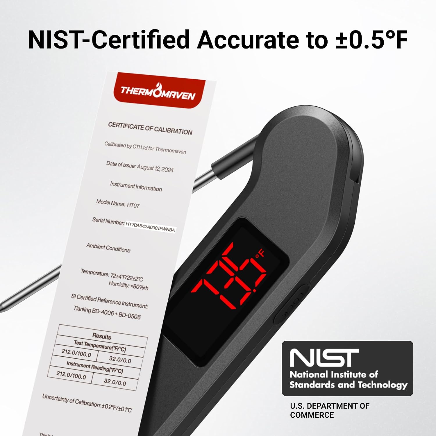 Detalle de ThermoMaven Digital Meat Thermometer, 1-Second Read, ±0.5°F Accuracy