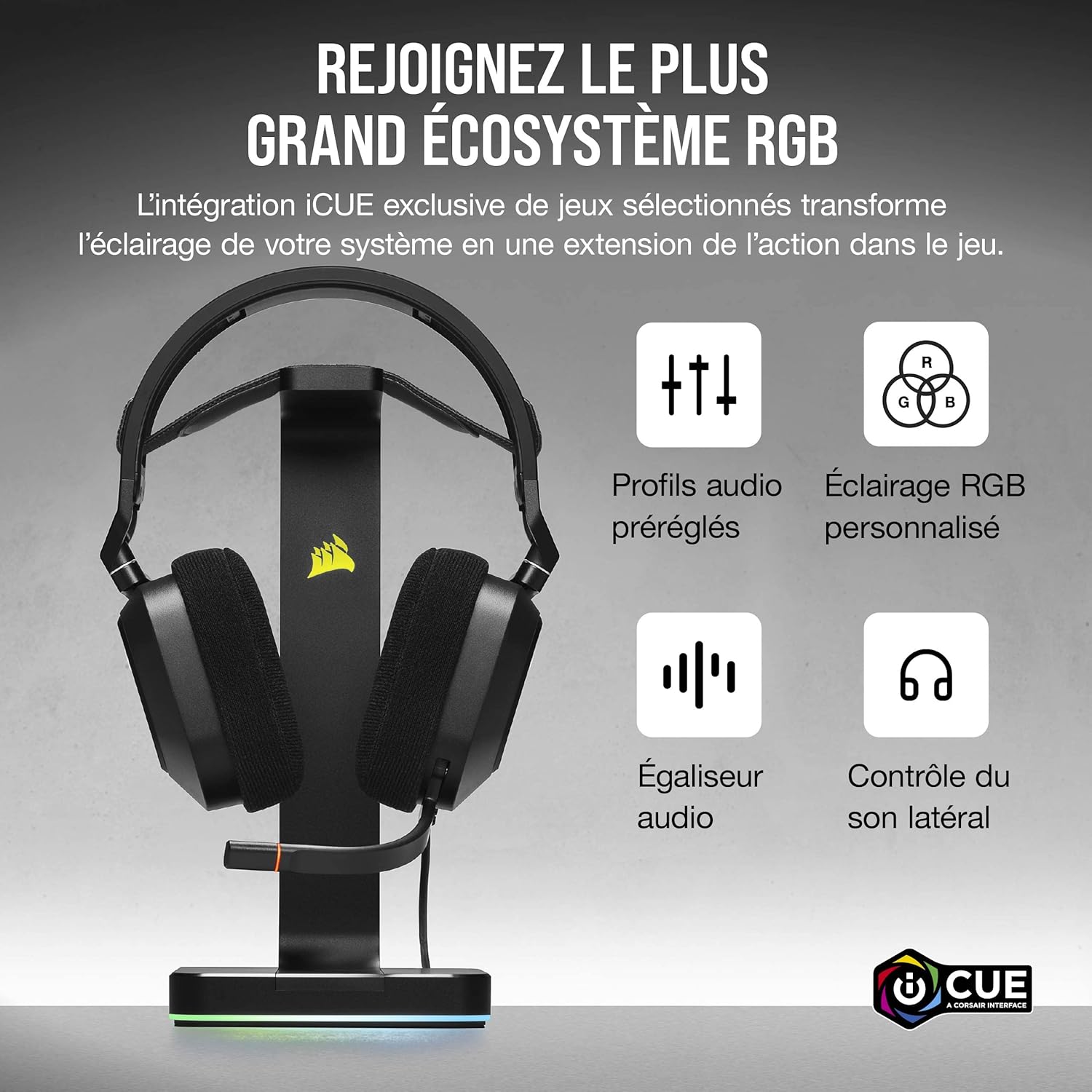 Thumbnail 5 de Corsair HS80 RGB USB : casque gaming premium avec Dolby Son Surround 7.1 et micro omnidirectionnel