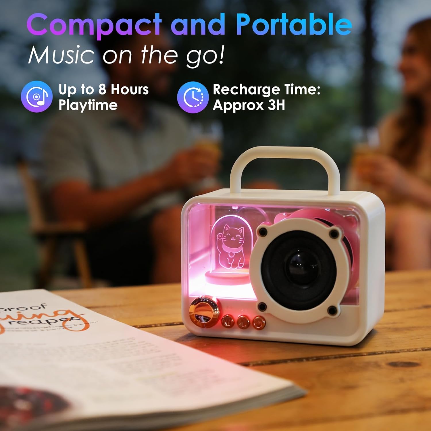Thumbnail 5 de Ykall Tragbarer Mini Bluetooth-Lautsprecher mit RGB-Lichtern – kompakt, süßes Katzen-Design, 52-mm Passivwoofer, Bluetooth 5.3
