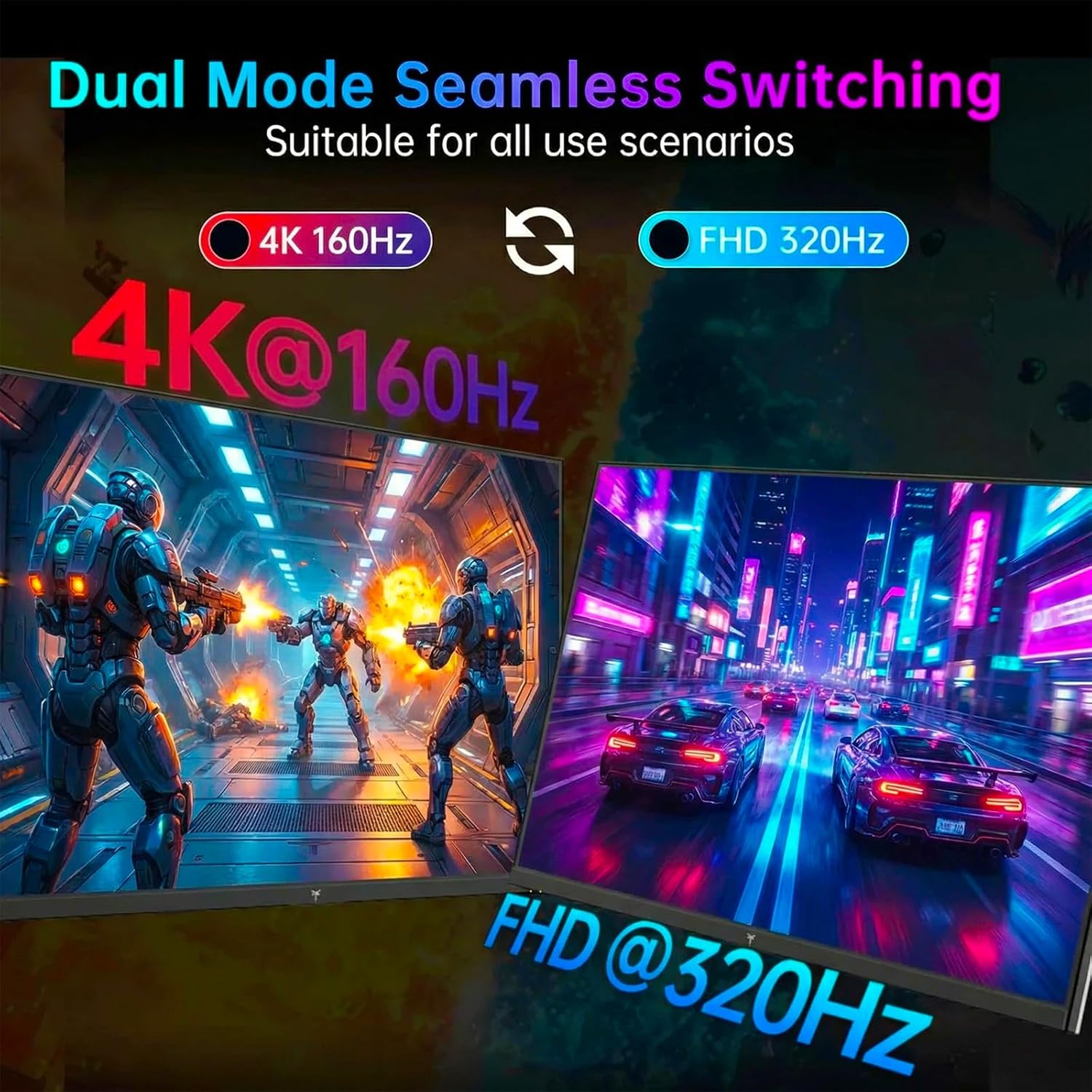 Thumbnail 1 de Gawfolk 27-Zoll 4K Gaming-Monitor (Dual-Mode UHD 160 Hz / FHD 320 Hz) mit IPS, FreeSync, HDMI 2.1 & DP 1.4