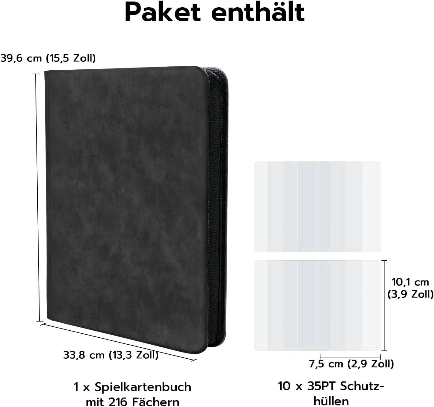 Thumbnail 6 de Tolesum Toploader Album für 216 Karten (10 Toploader) – 9-Fächer Binder für 3x4 Zoll Rigid Toploaders, Denim-Design