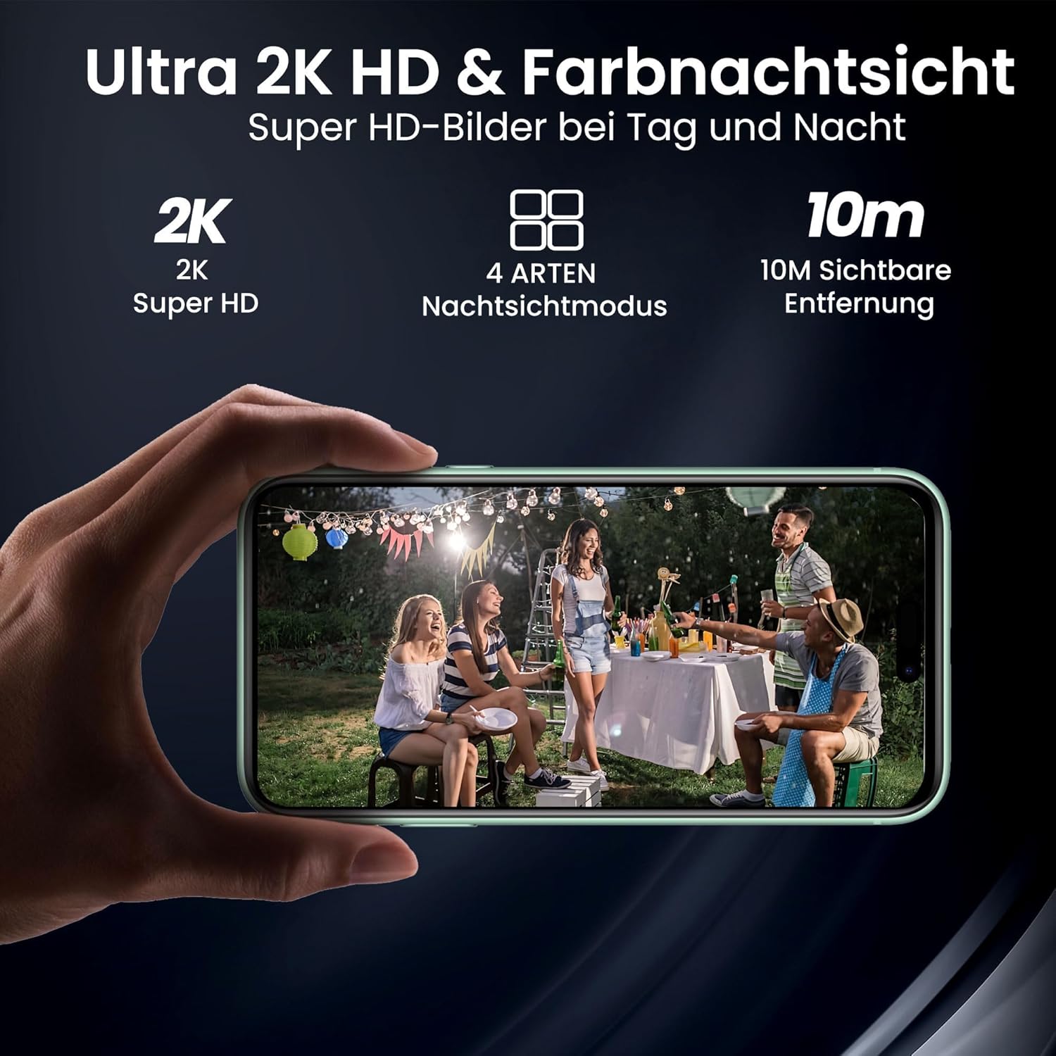 Thumbnail 2 de 2K/3MP Überwachungskamera Außen Akku Solar – Kabellos, Farb-Nachtsicht, 2-Wege Audio, IP66, kostenloser Cloud-Speicher