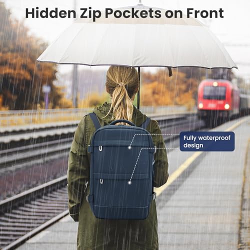 Detalle de KIRFEIHT Mochila de cabina para avión (40x20x25) para Ryanair y portátil de 14 pulgadas, azul