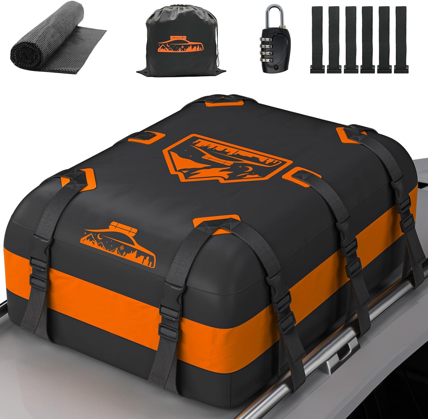 Rymopuey Box Tetto Auto 566L impermeabile arancia