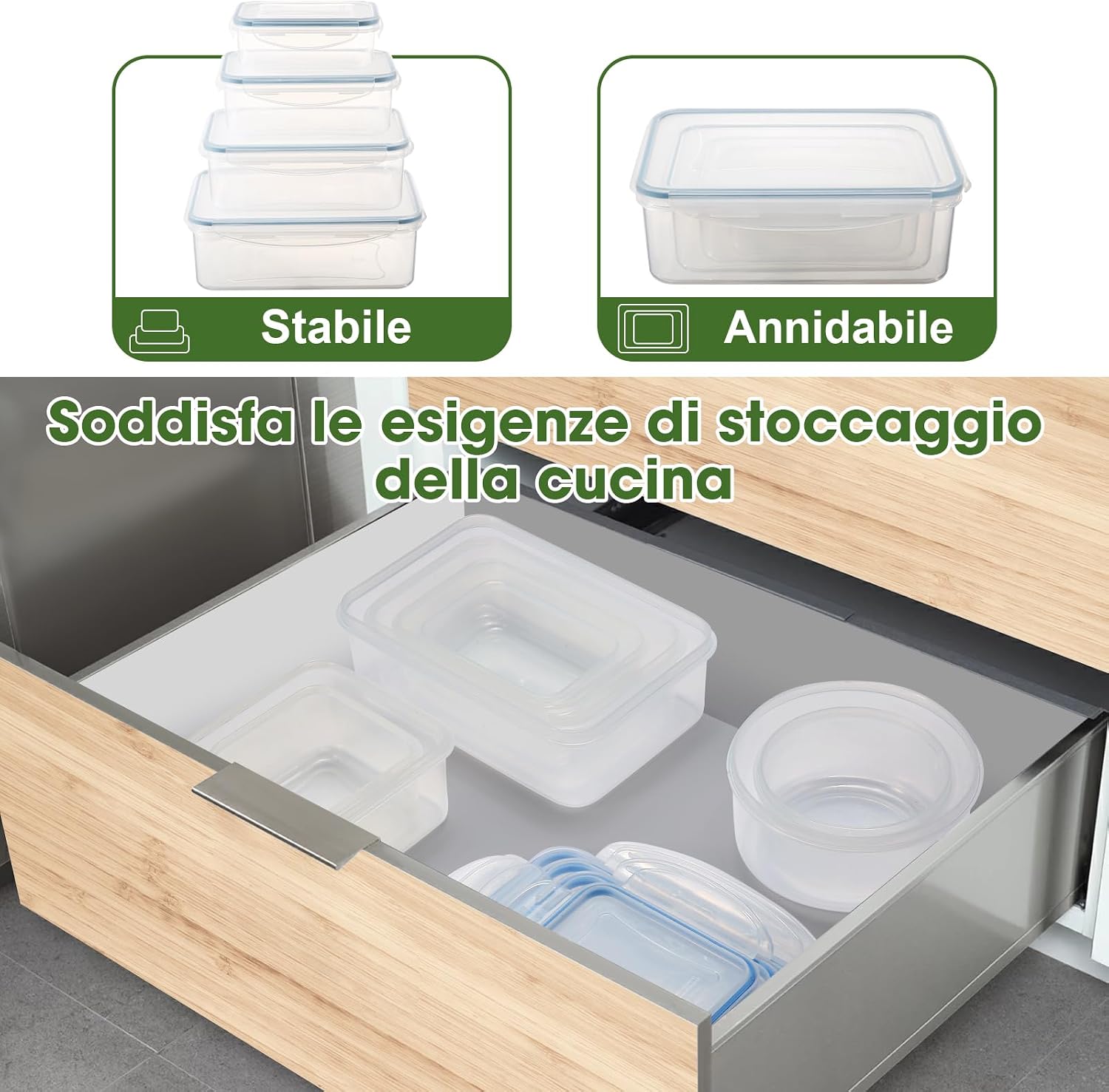 Detalle 1 de YASHE contenitori ermetici alimenti 0,24 L