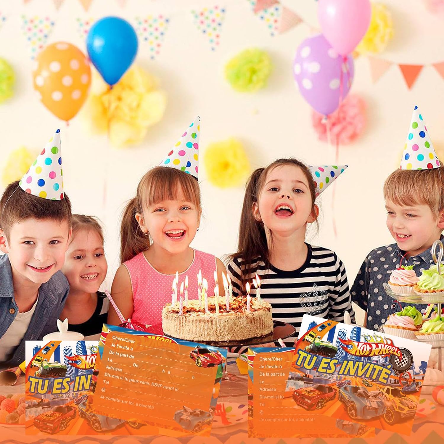 Thumbnail 5 de Ctxtqtdt : lot de 12 cartes d’invitation Hot Wheels pour anniversaire (A6) avec enveloppes