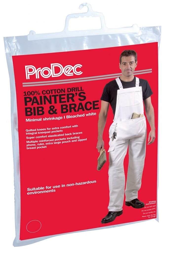 Thumbnail 1 de ProDec salopette de peintre à bretelles en coton 100% absorbant (blanche) avec pochette