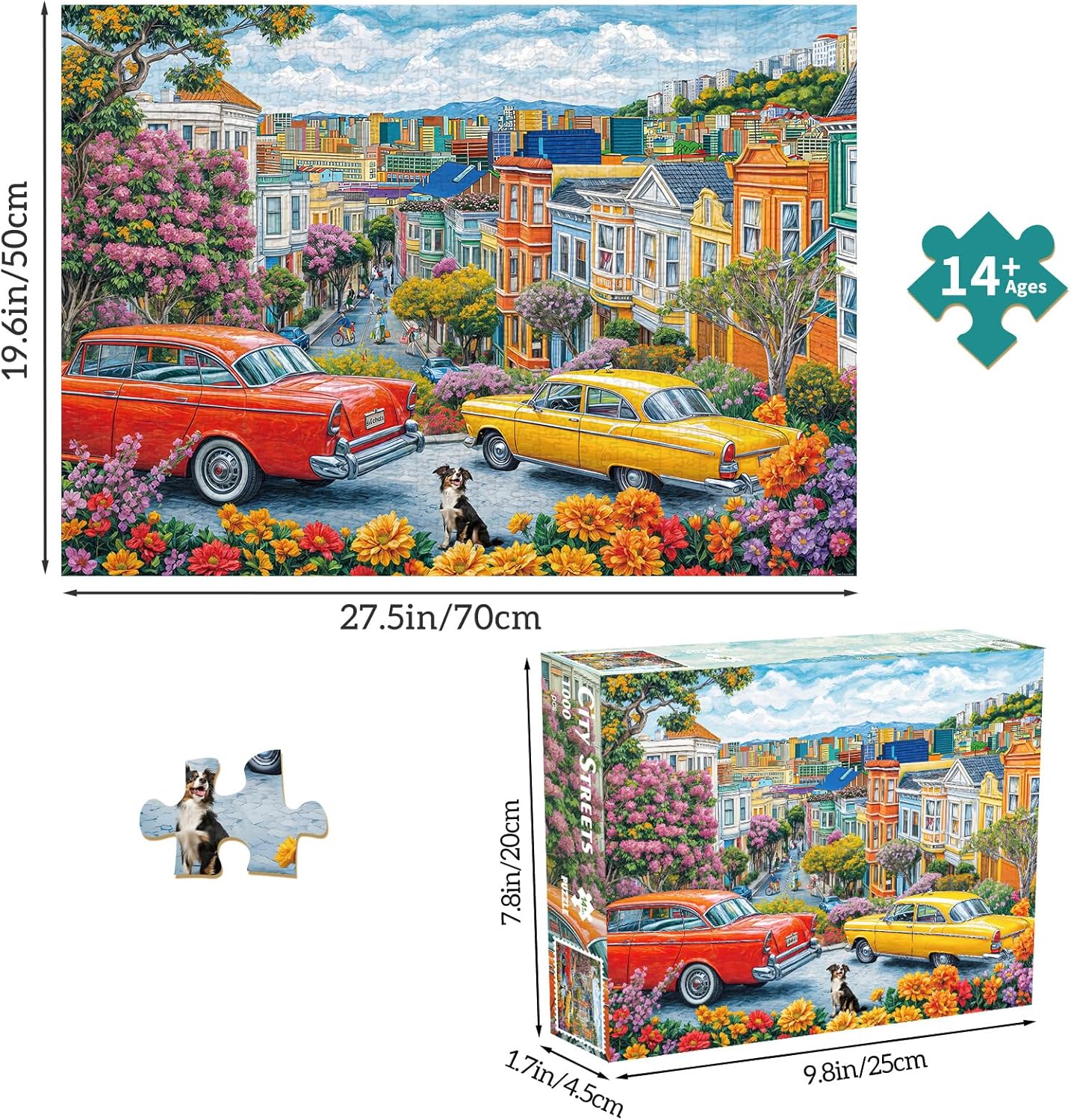 Detalle 2 de Puzzles 1000 Pieces for Adults: City Streets – A Challenging Yet Rewarding Jigsaw