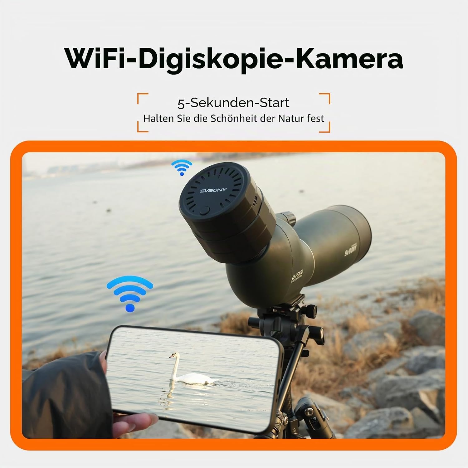 Detalle 2 de Svbony SC002 WiFi Spektiv-Kamera (2 MP / 1080P) mit 32-GB TF-Karte, 10 m Funkübertragung & Typ-C