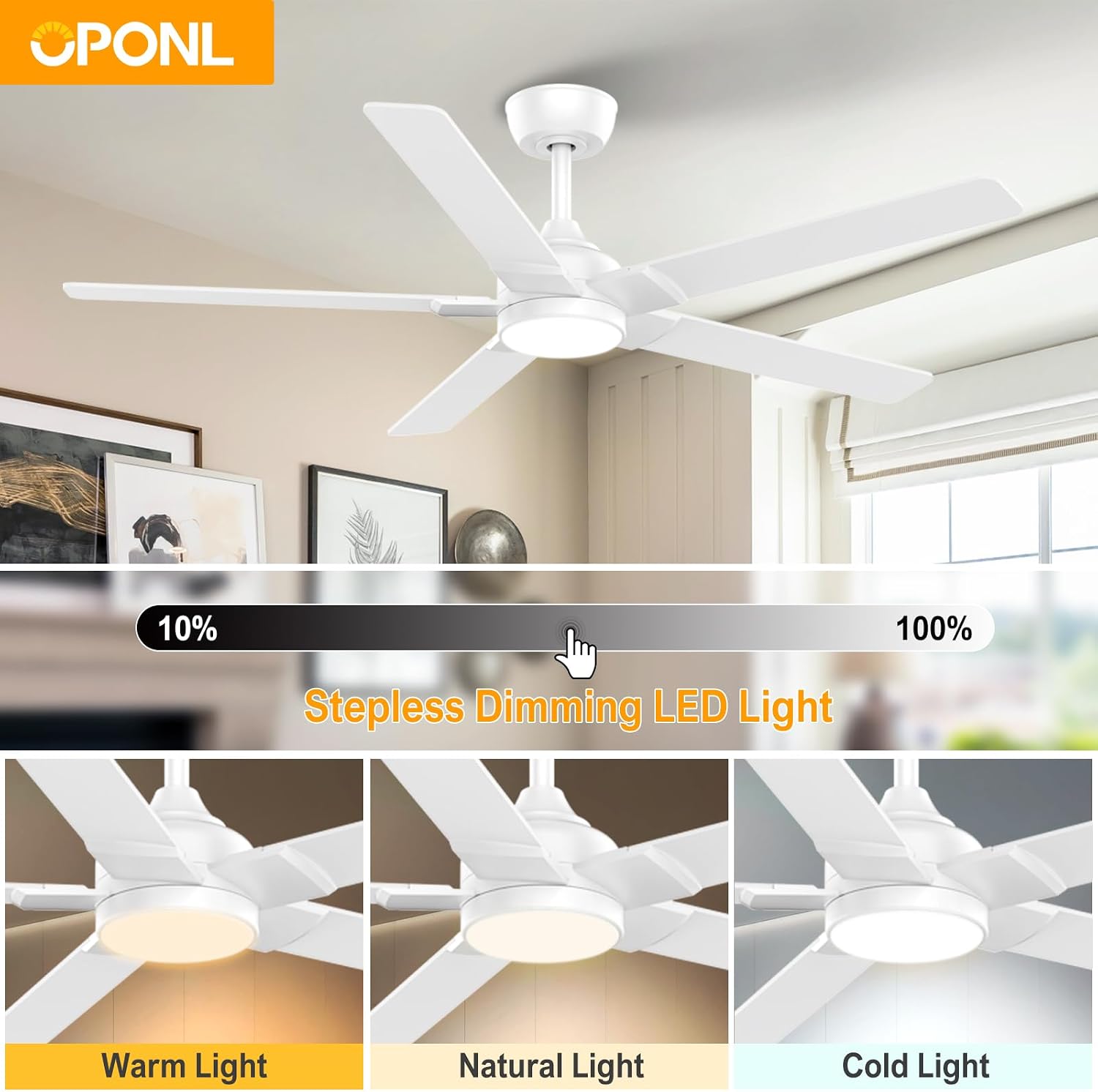 Detalle de OPONL Ceiling Fan, 52-Inch