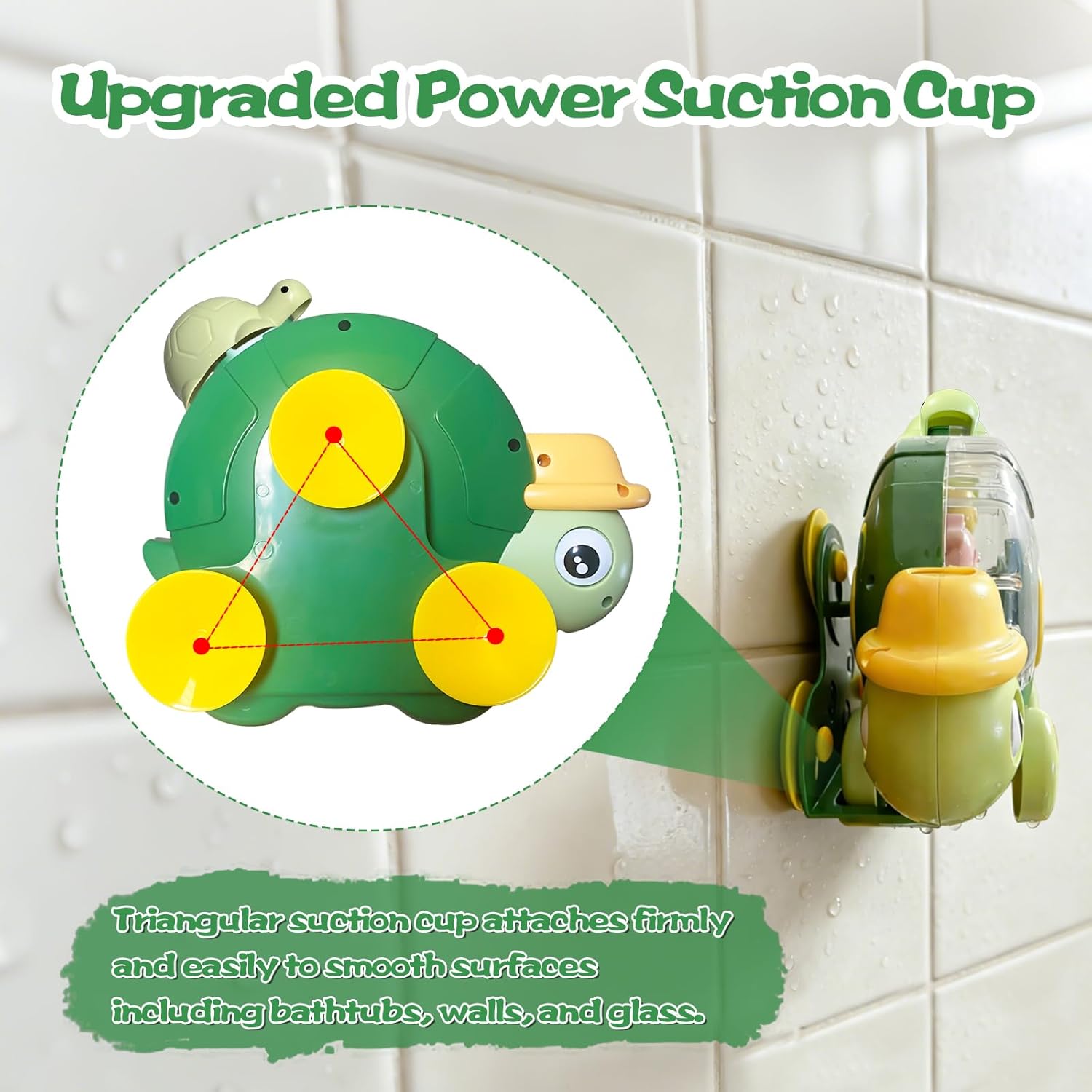Detalle 2 de Olensson Turtle Baby Bath Toy for Toddlers 1-3: BPA-Free Water Spinner with Rotating Eyes & Wheels