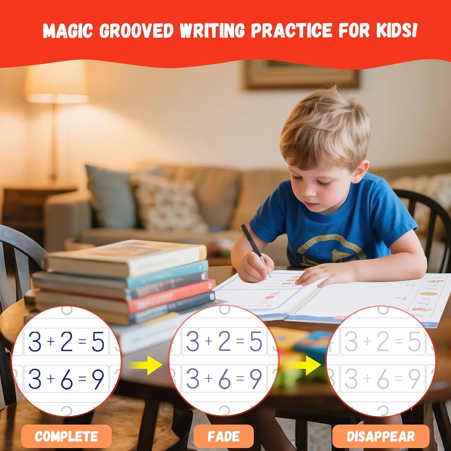 Thumbnail 5 de Lumikidz Magic Grooved Writing Practice Set (Reusable Grooved Books + Magic Pens) for Kids Ages 3–5