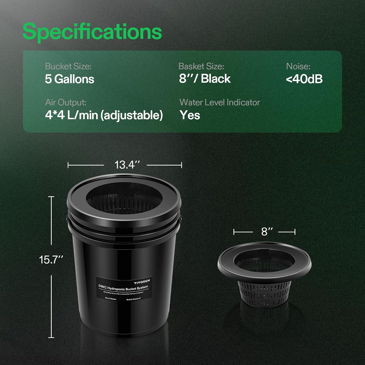 Detalle 2 de VIVOSUN DWC-0004 Hydroponic Grow System with Top Drip Kit, 2 Buckets
