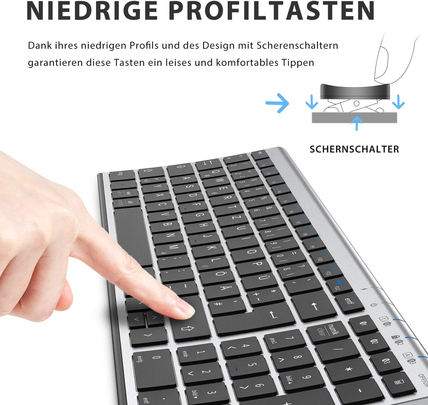 Thumbnail 3 de iClever BK10 Bluetooth-Tastatur: Kabellos, ultraslim & komfortabel mit drei Bluetooth-Kanälen