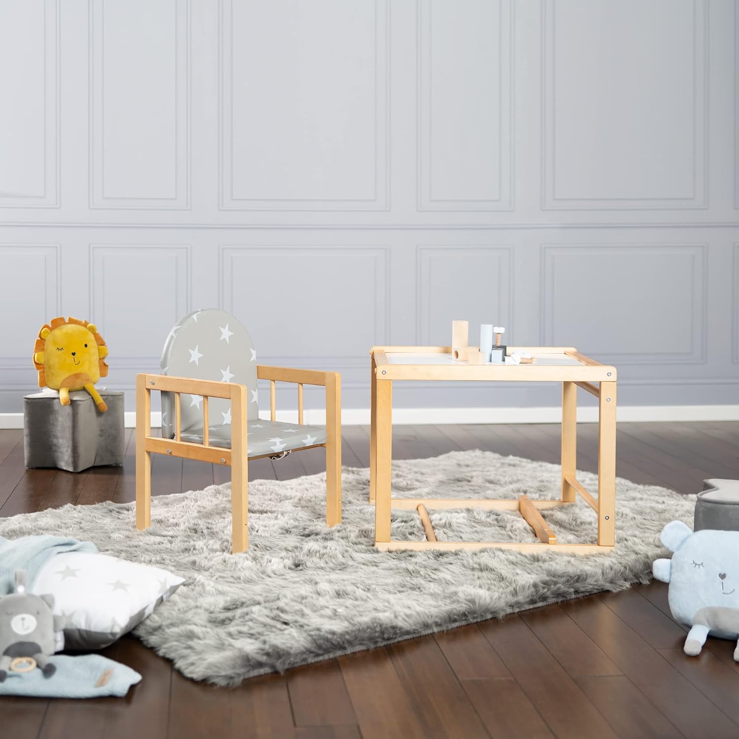 Thumbnail 5 de Roba Chaise Haute Little Stars en Bois – Siège Rembourré Destiny des Étoiles, Convertible Table et Chaise – Naturel