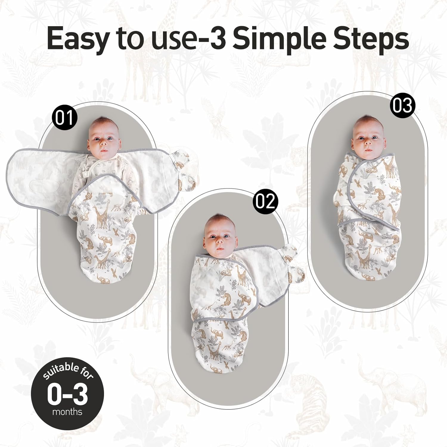 Detalle 2 de GLLQUEN BABY swaddle wraps, 3 pack