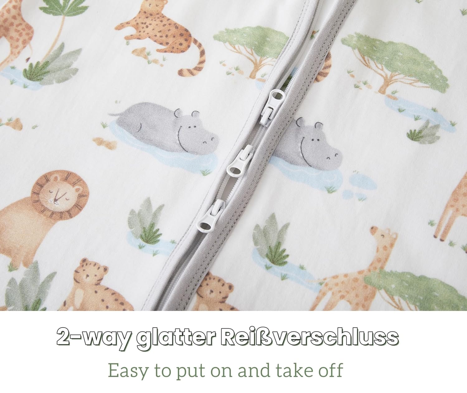 Detalle 2 de Chilsuessy Baby-Schlafsack mit Füßen im 2er-Set, 1,5 Tog – 100% Baumwolle (105–120 cm)