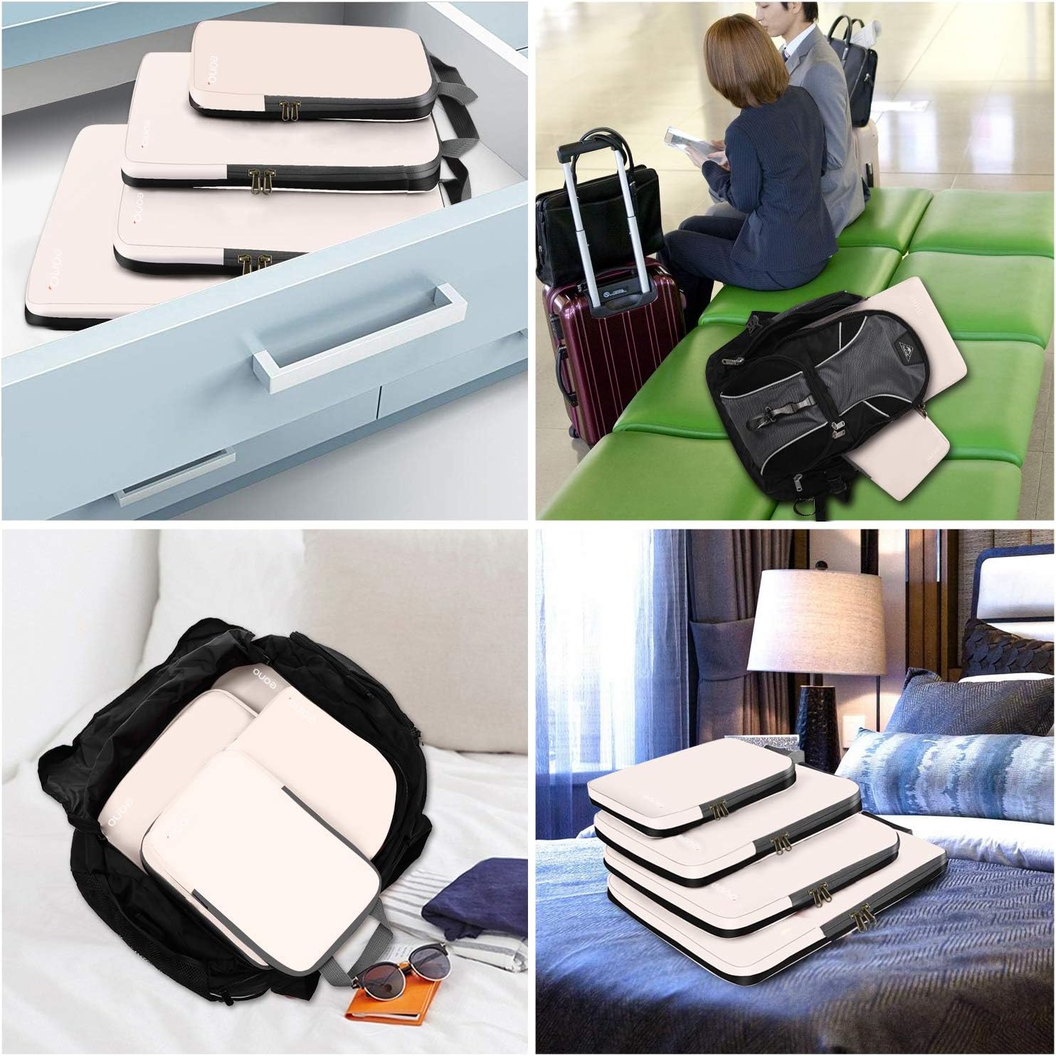 Thumbnail 6 de Eono 3/4/6 Compression Packing Cubes Set (Luggage Organiser) for travel suitcase organisation