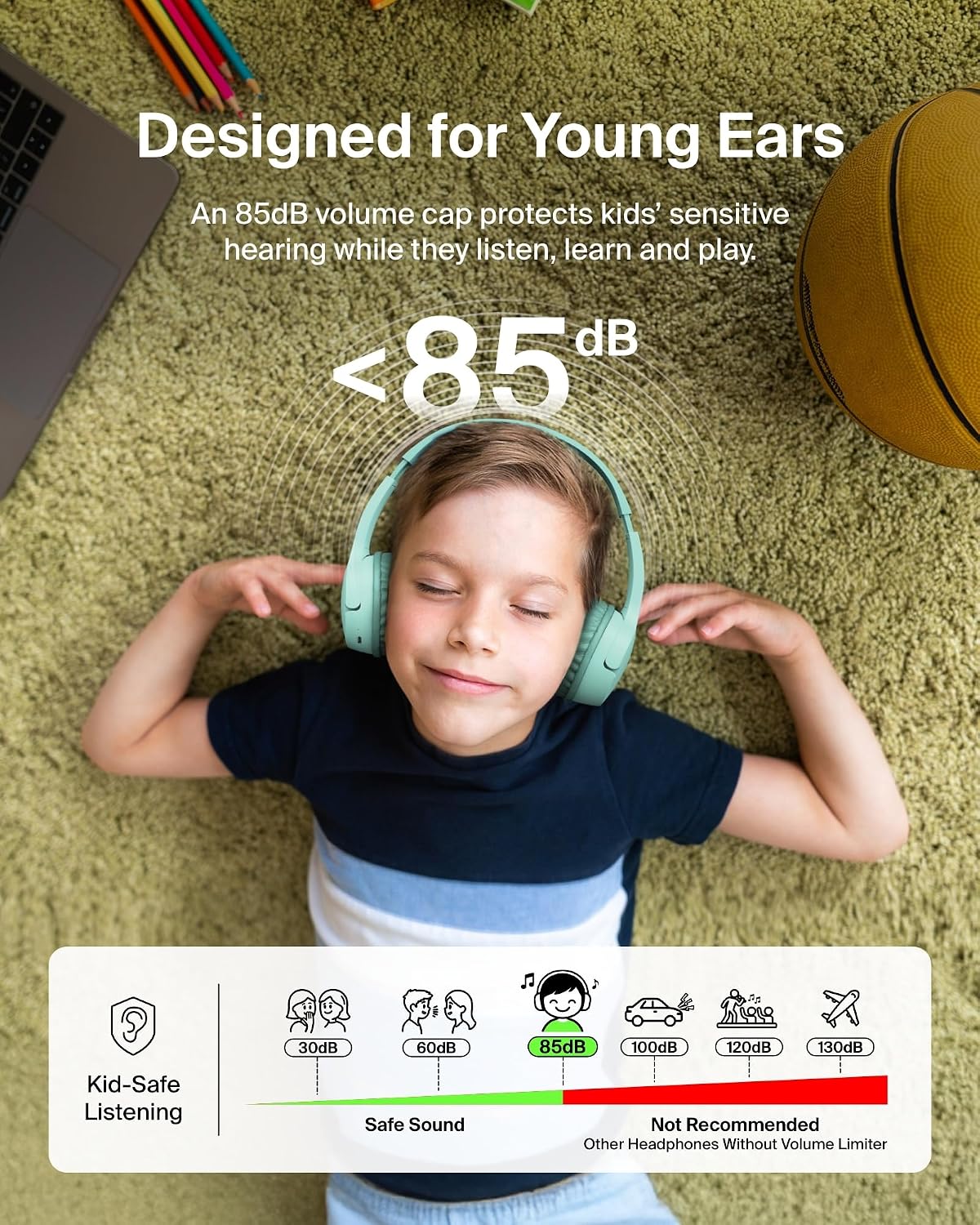 Detalle 2 de Belkin SoundForm Mini 30H Kids Headphones