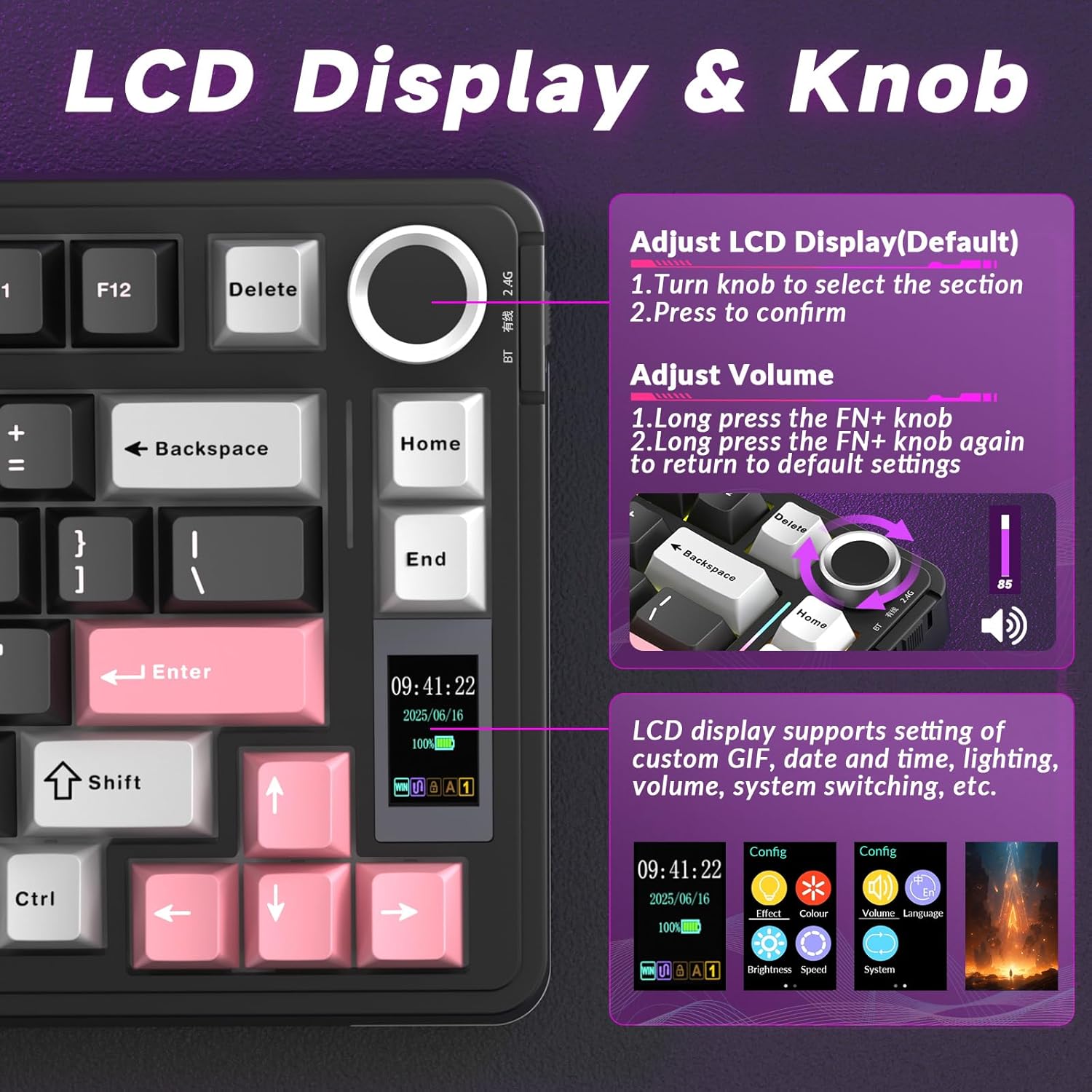 Thumbnail 3 de AULA S75 Pro Gaming Tastatur 75% – Vielseitige kabellose Mechanik mit Display, Hot-Swap und RGB