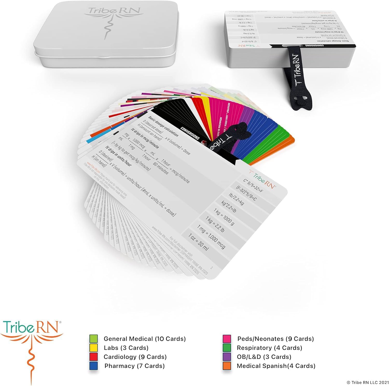 Detalle de Badge Guru 2.0 by Tribe RN — 49 Nursing Reference Cards (Nursing & Med School Cheat Sheet Flash Cards)