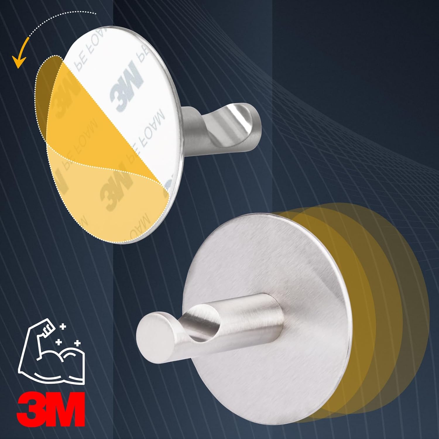 Thumbnail 2 de Lot de 5 crochets adhésifs RICOO en acier inoxydable pour salle de bain et cuisine (MH016-5)