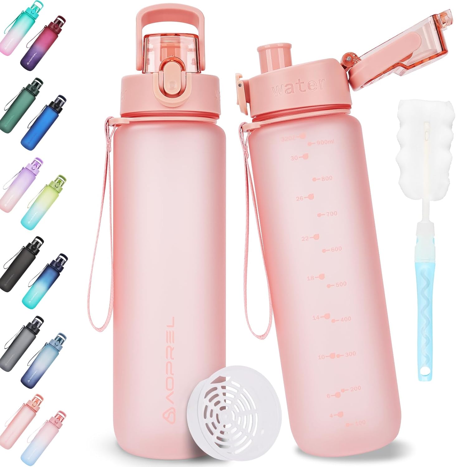 Detalle de AOPREL Trinkflasche 1l – BPA-frei, mit Filter, aus Tritan, auslaufsicher für Fitness, Wandern und Büro