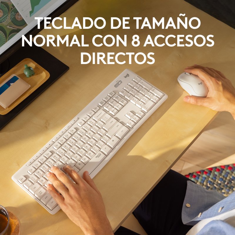 Detalle de Logitech MK295 Combo teclado y ratón inalámbricos blanco crudo 🖱